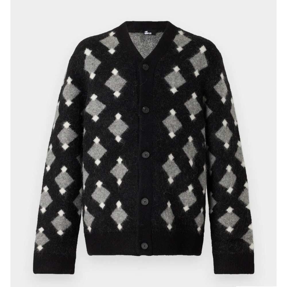 NWT The Kooples Sz L Diamond Geo Alpaca Blend Cardigan